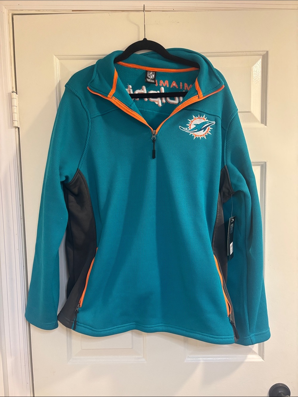 NFL Team Teal and Orange Kids Quarter-Zip Pullover Hoodie